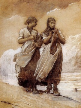 Fishergirls auf Ufer Tynemouth Realismus Maler Winslow Homer Ölgemälde